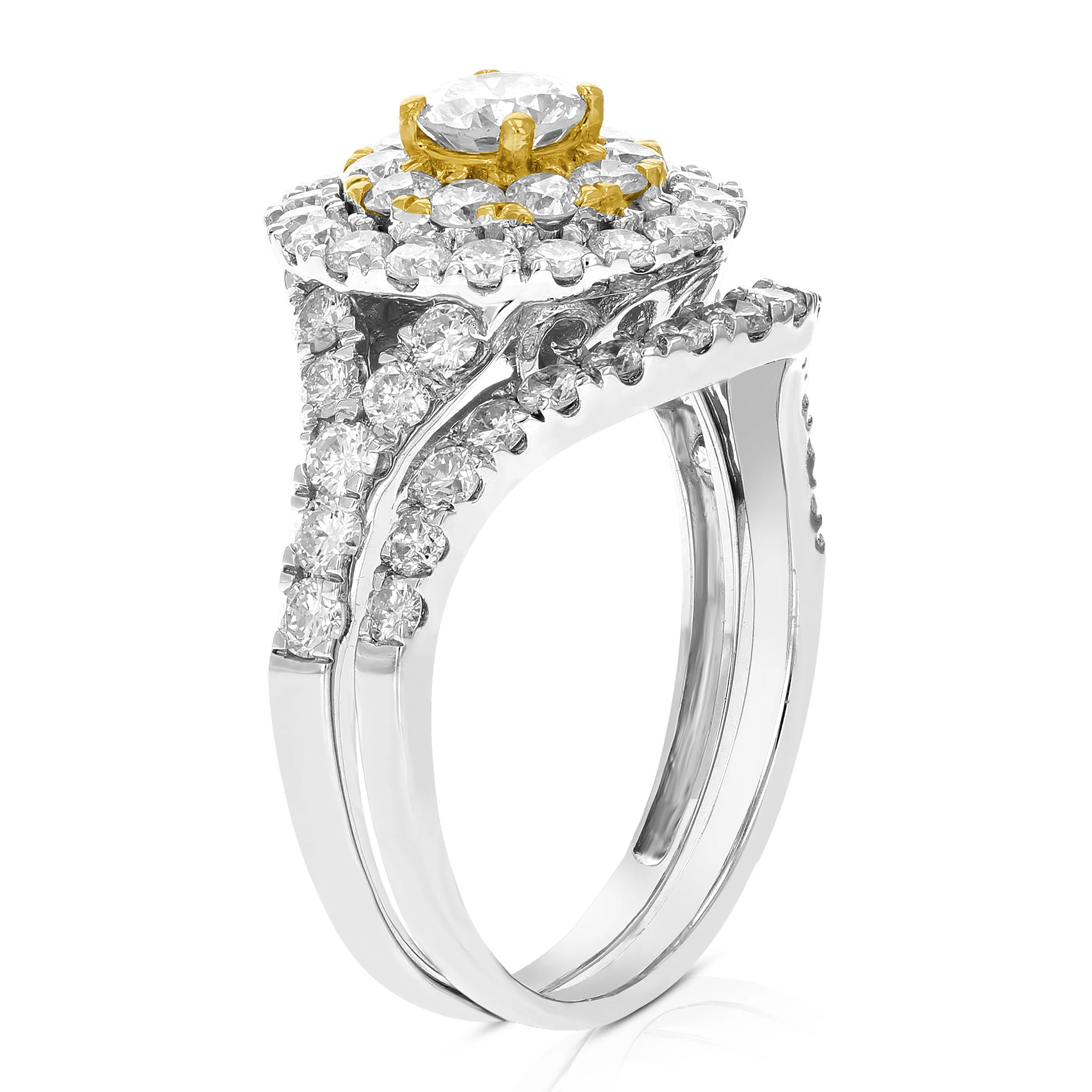 2 cttw Diamond Curve Bridal Set in 14K Two Tone Gold