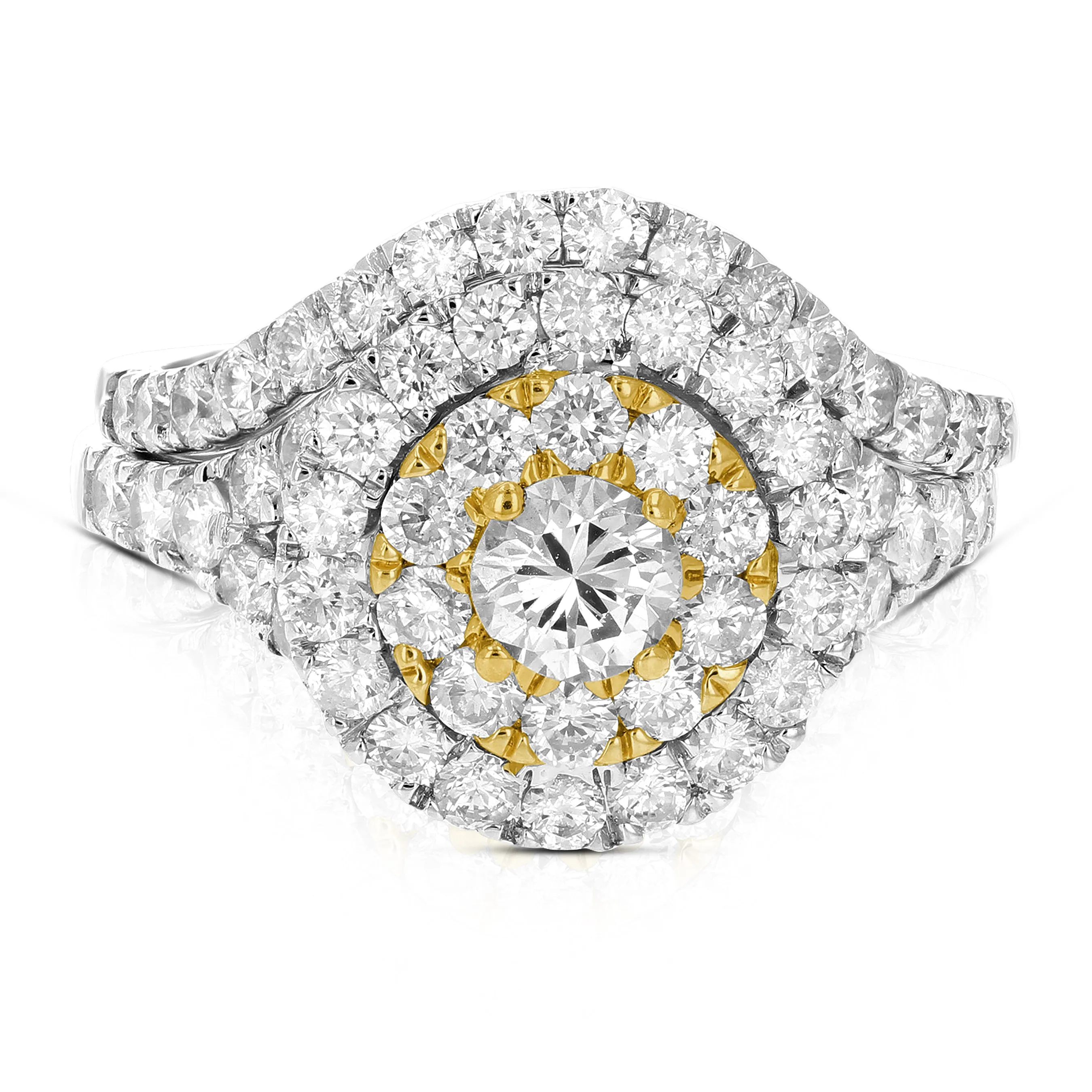 2 cttw Diamond Curve Bridal Set in 14K Two Tone Gold