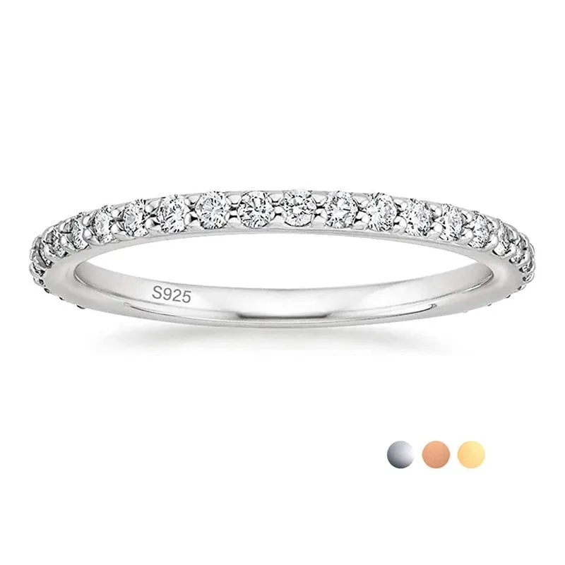 2mm Eternity 925 Sterling Silver Women's Ring