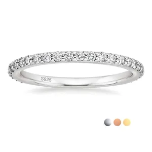 2mm Eternity 925 Sterling Silver Women's Ring