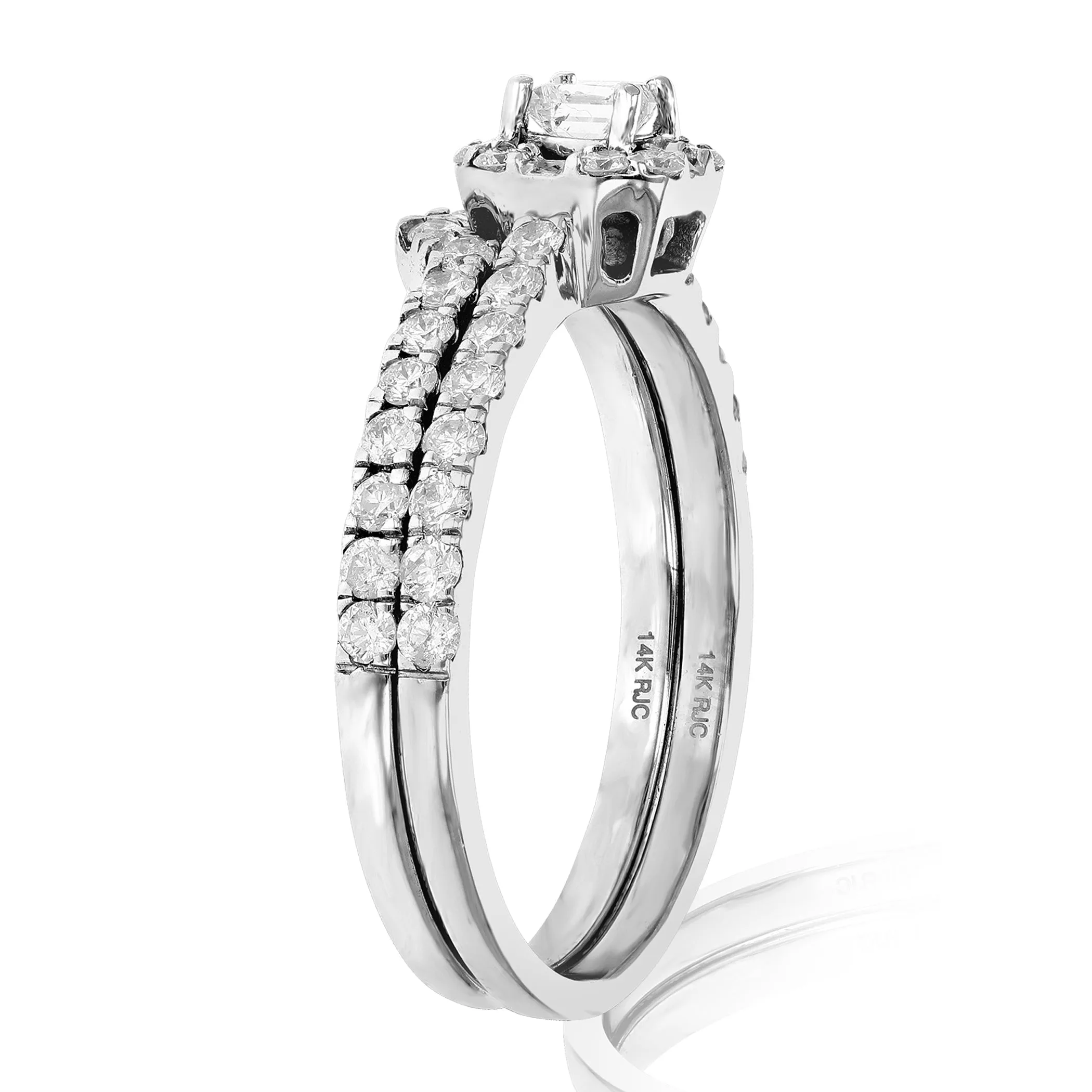 3/4 cttw Princess Diamond Bridal Set in White Gold