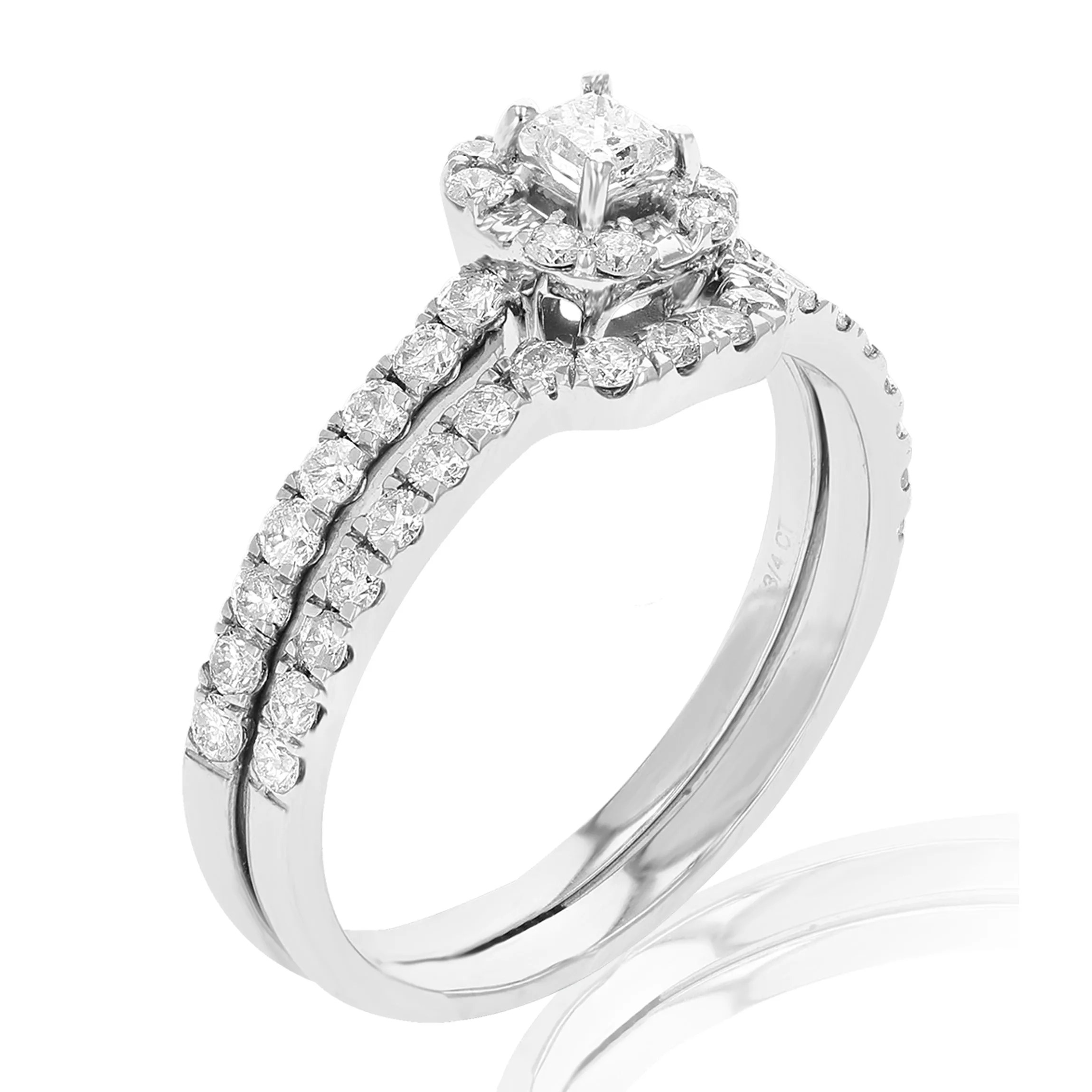 3/4 cttw Princess Diamond Bridal Set in White Gold