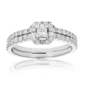 3/4 cttw Princess Diamond Bridal Set in White Gold