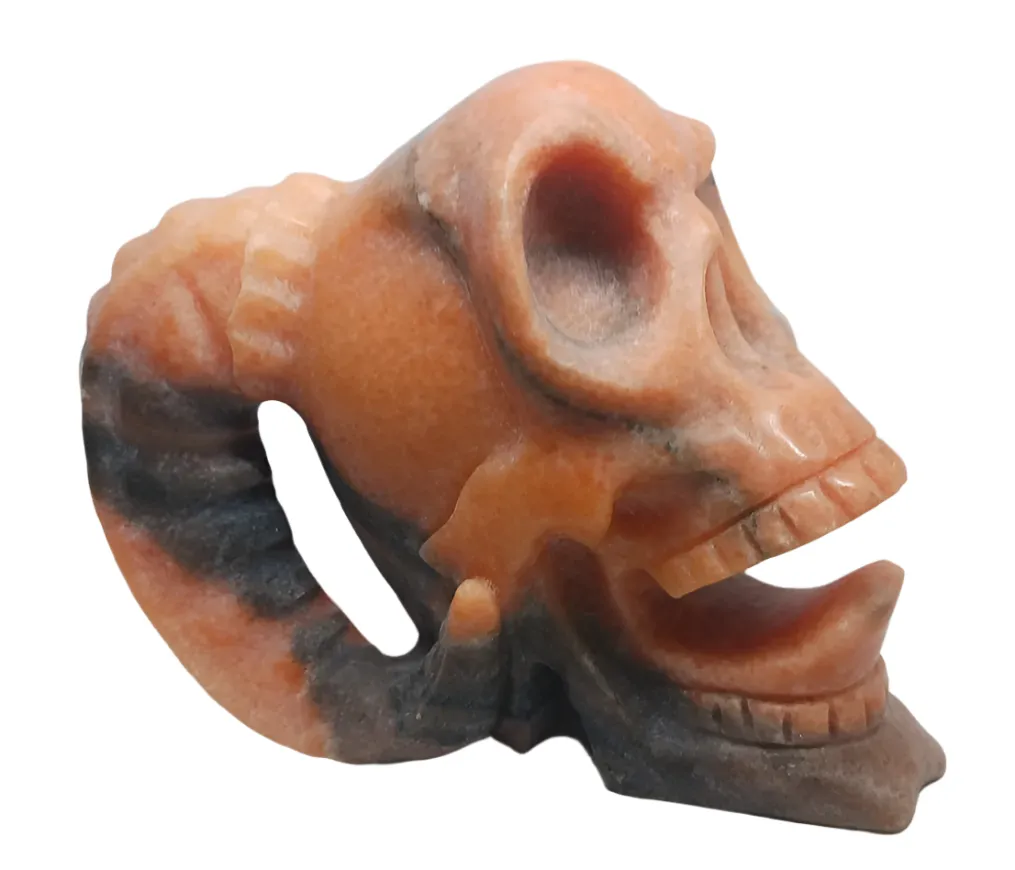 3.8lbs Sunstone Crystal Horned Skull