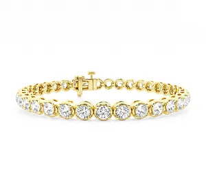 8.00 Carat tw Beautiful Yellow Gold Round Brilliant Cut Shiny Diamond Ladies Tennis Bracelet.Secure Double Clasp.