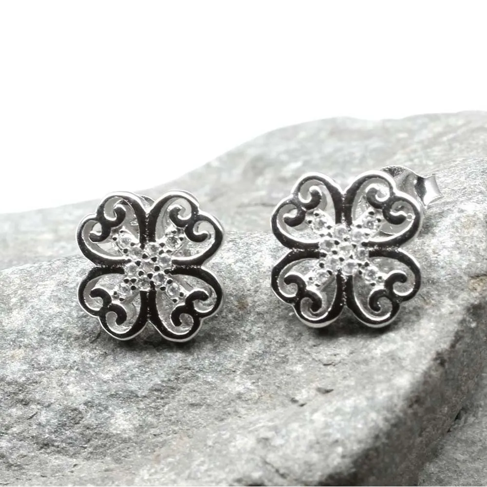 925 Silver Earring Set In Platinum Finish