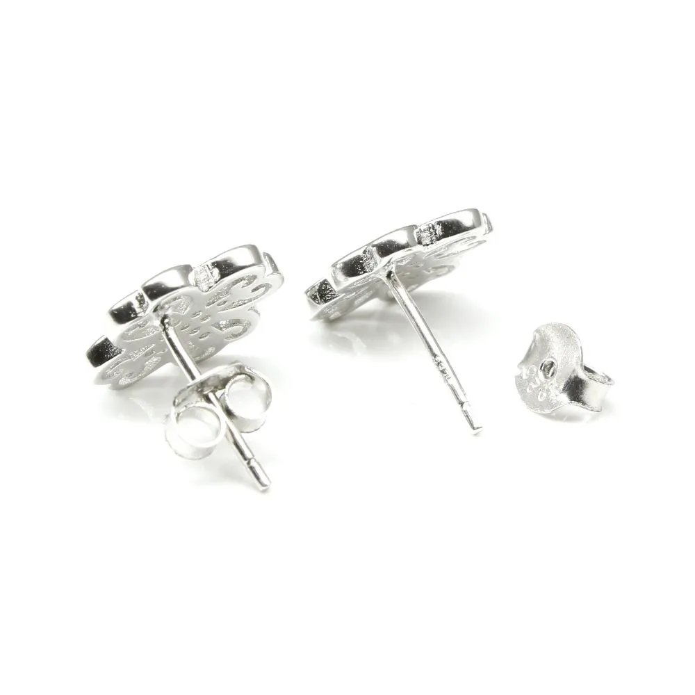 925 Silver Earring Set In Platinum Finish
