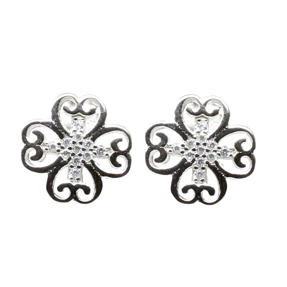 925 Silver Earring Set In Platinum Finish