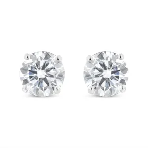 .925 Sterling Silver 1-1/2 Cttw Round Brilliant-Cut Black Diamond Bezel-Set Stud Earrings with Screw Backs