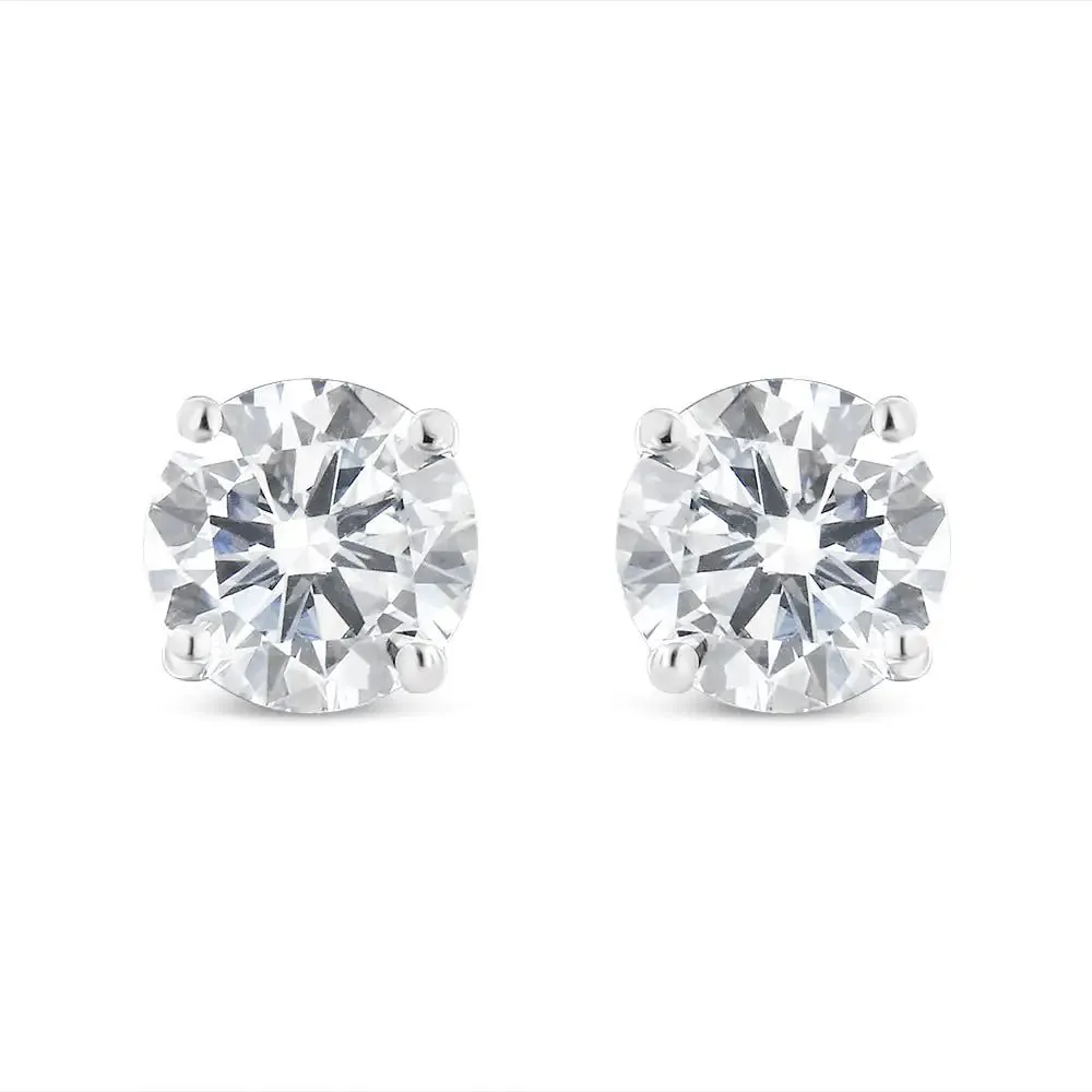 .925 Sterling Silver 1/2 Cttw Miracle Set Princess-cut Diamond Solitaire Stud Earrings (H-I Color, SI2-I1 Clarity)