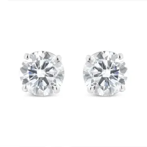 .925 Sterling Silver 1/2 Cttw Miracle Set Princess-cut Diamond Solitaire Stud Earrings (H-I Color, SI2-I1 Clarity)