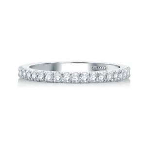A. JAFFE Classic Half Diamond Pave Wedding Band with Quilted Interior