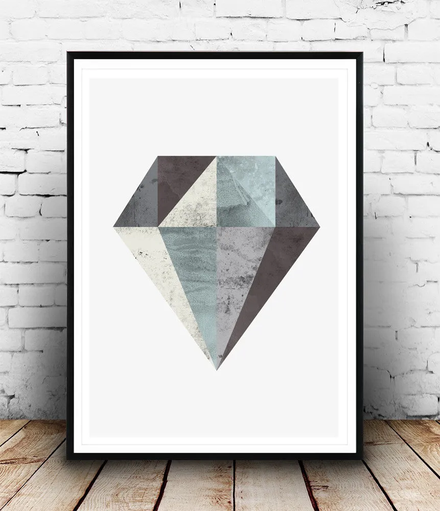 Abstract geometric print, Scandinavian minimalist poster, diamond art