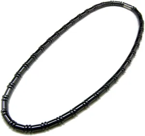 Accents Kingdom Men's Hematite Therapy & Healing Stone with Cylindrical Bead Necklace