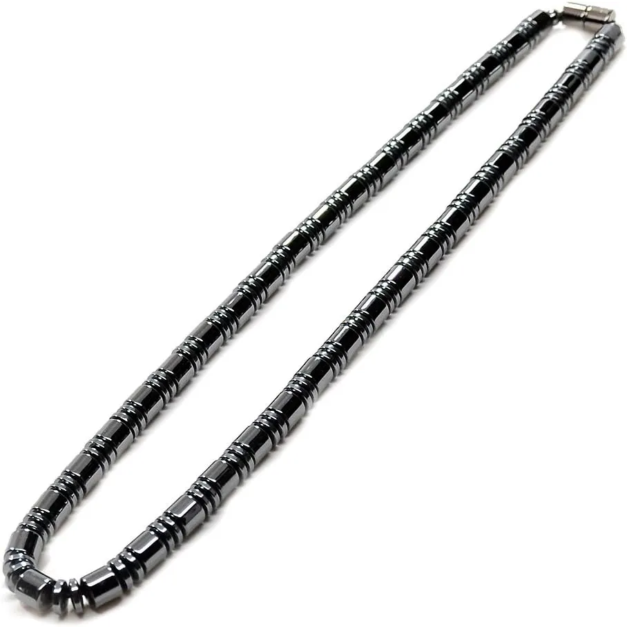 Accents Kingdom Men's Magnetic Hematite Therapy & Healing Stone Drum Bead Necklace