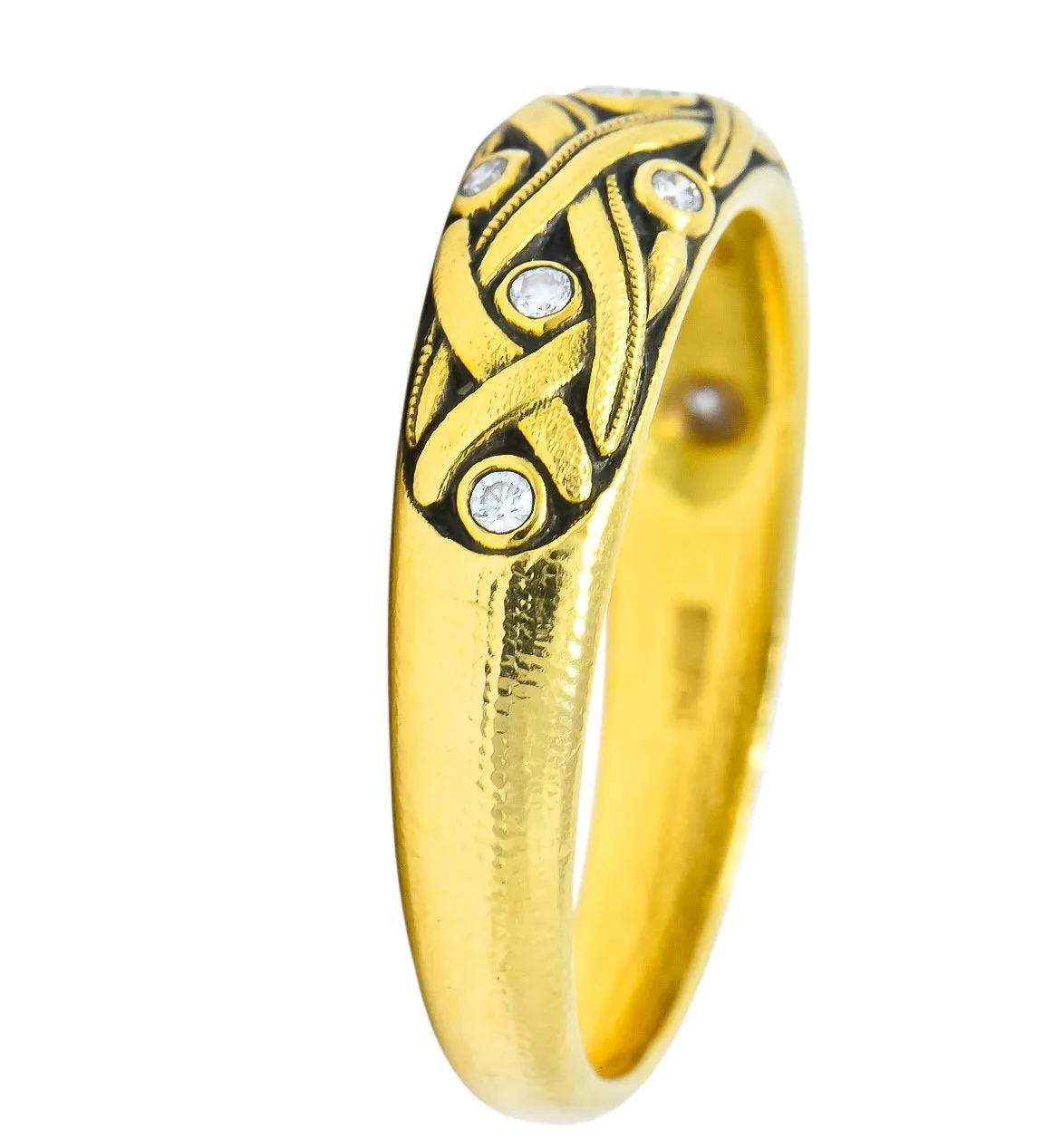 Alex Sepkus Diamond 18 Karat Yellow Gold Band Stackable Ring