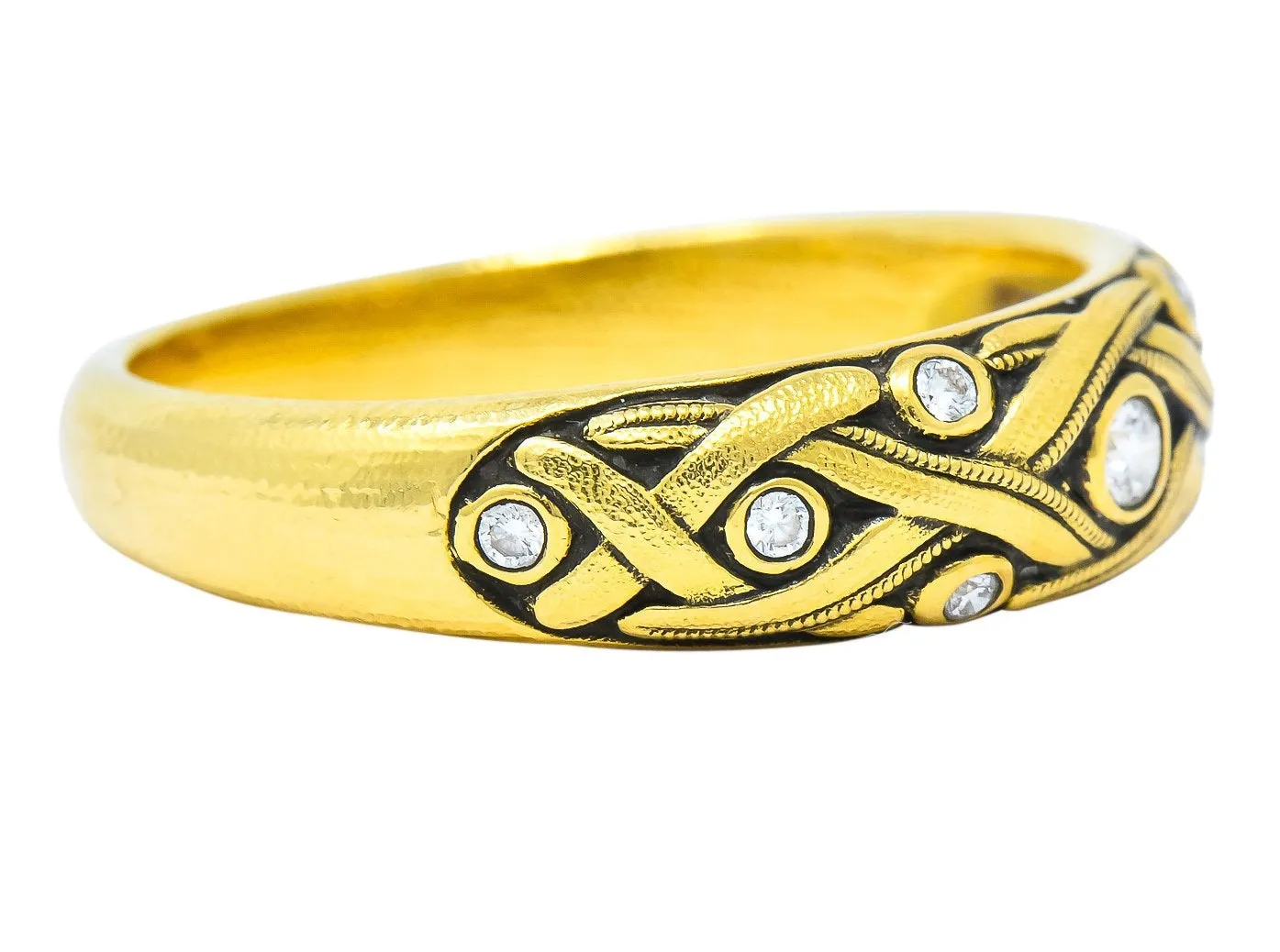 Alex Sepkus Diamond 18 Karat Yellow Gold Band Stackable Ring