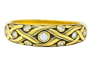 Alex Sepkus Diamond 18 Karat Yellow Gold Band Stackable Ring