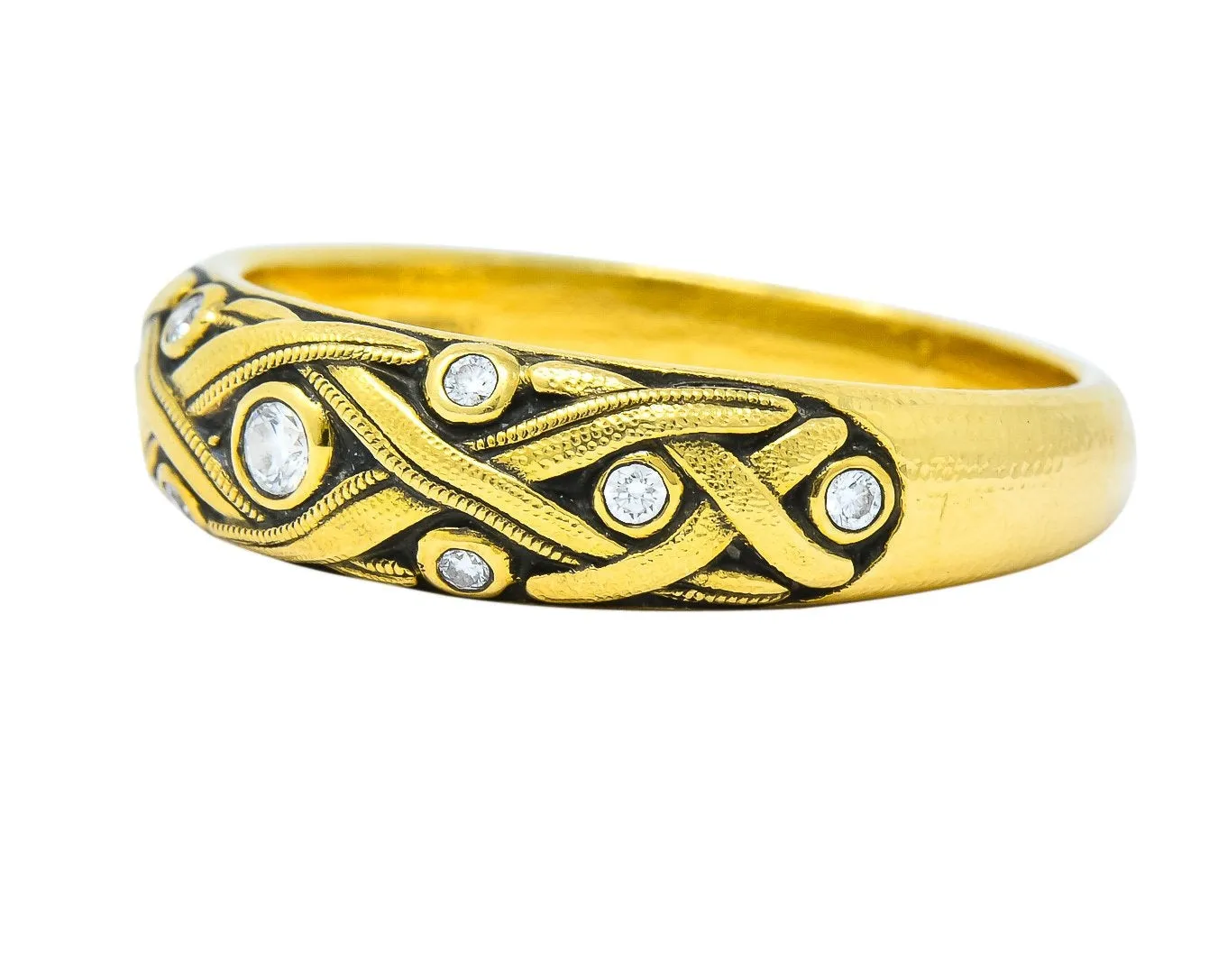 Alex Sepkus Diamond 18 Karat Yellow Gold Band Stackable Ring