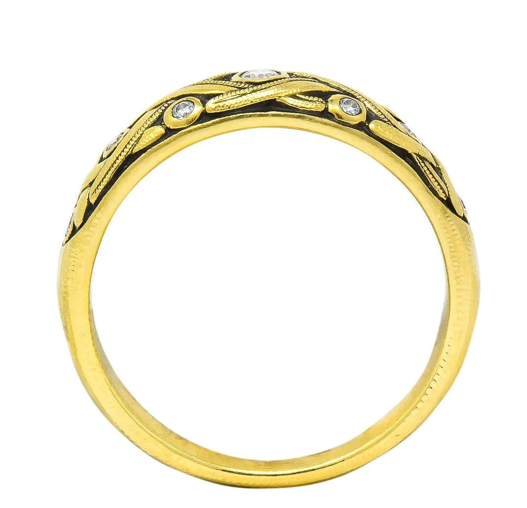 Alex Sepkus Diamond 18 Karat Yellow Gold Band Stackable Ring