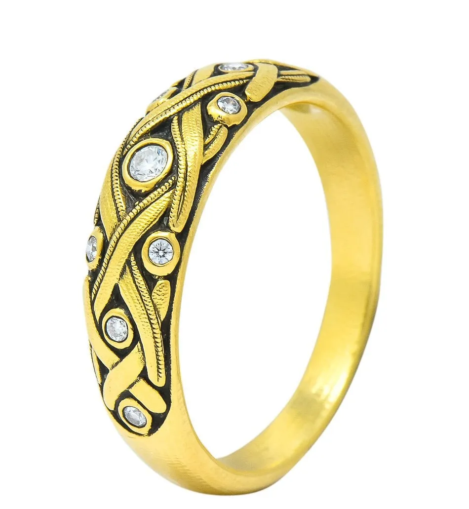 Alex Sepkus Diamond 18 Karat Yellow Gold Band Stackable Ring
