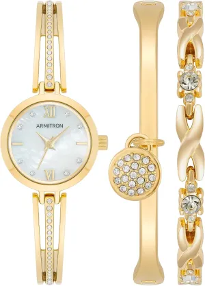 Armitron Women's Crystal Accented Watch and Bracelet Set