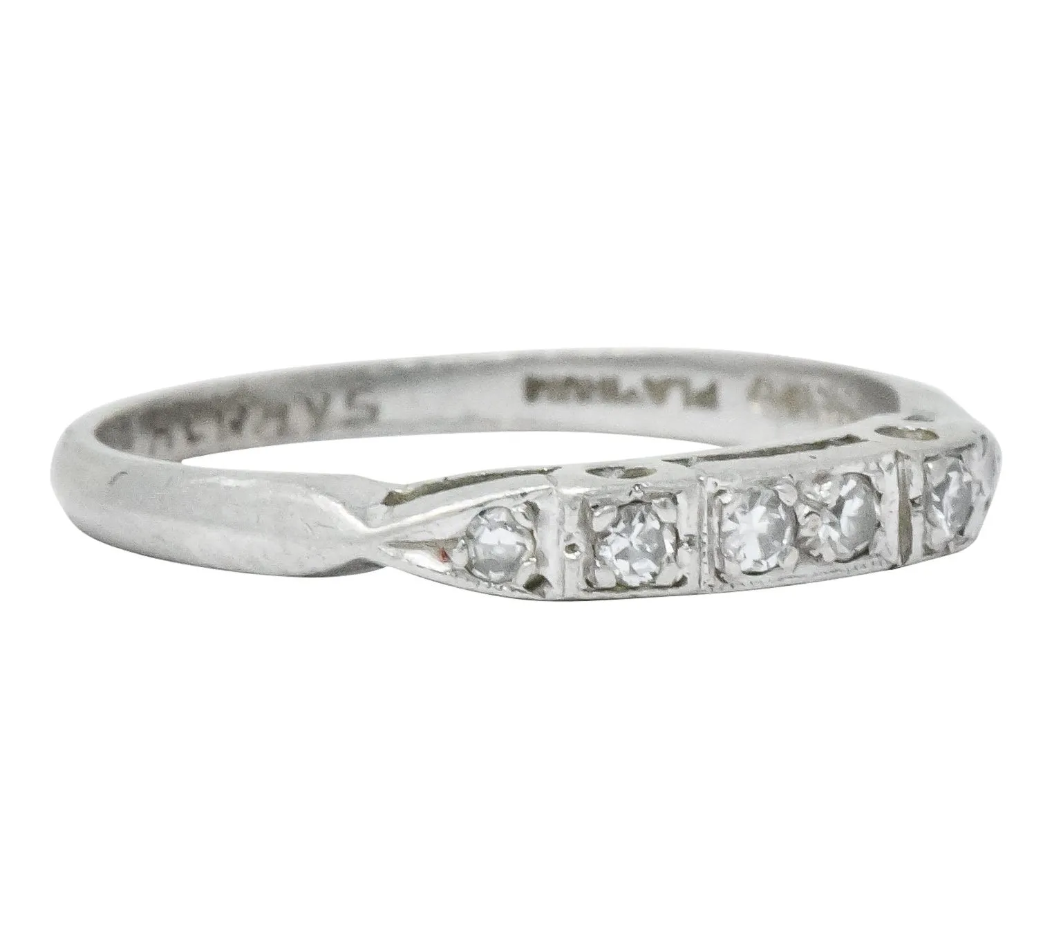 Art Deco Diamond Platinum Stackable Band Ring