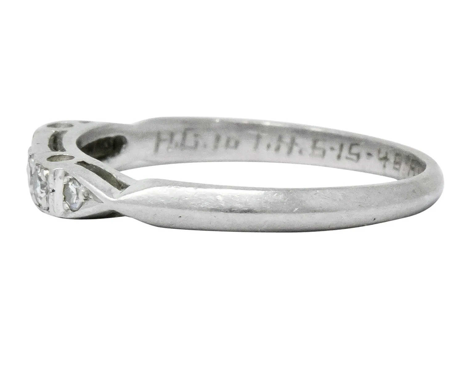 Art Deco Diamond Platinum Stackable Band Ring