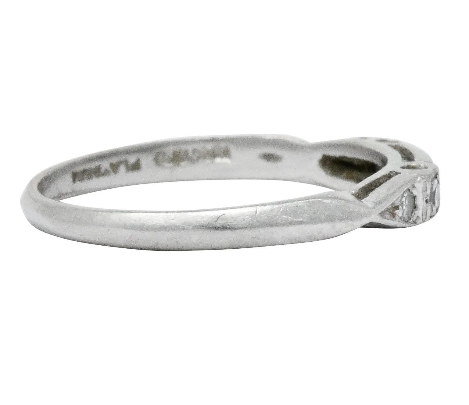 Art Deco Diamond Platinum Stackable Band Ring