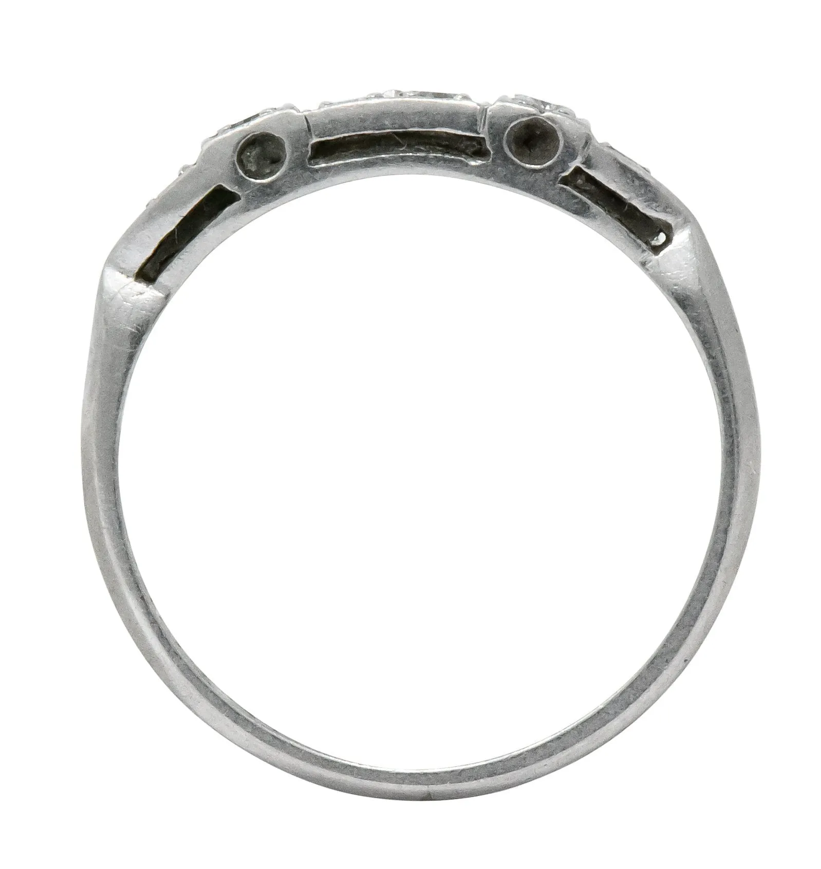 Art Deco Diamond Platinum Stackable Band Ring