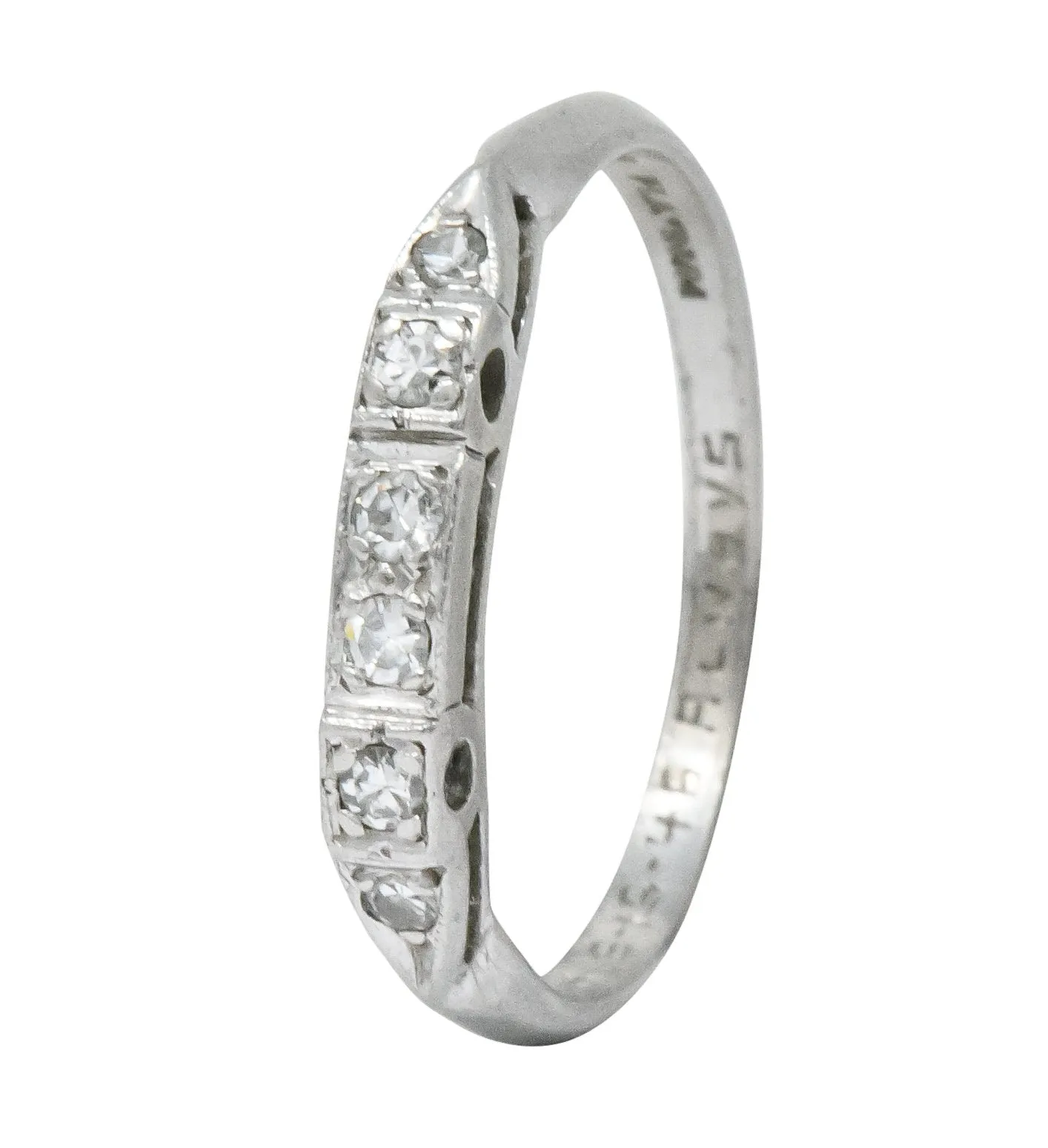 Art Deco Diamond Platinum Stackable Band Ring