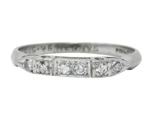Art Deco Diamond Platinum Stackable Band Ring