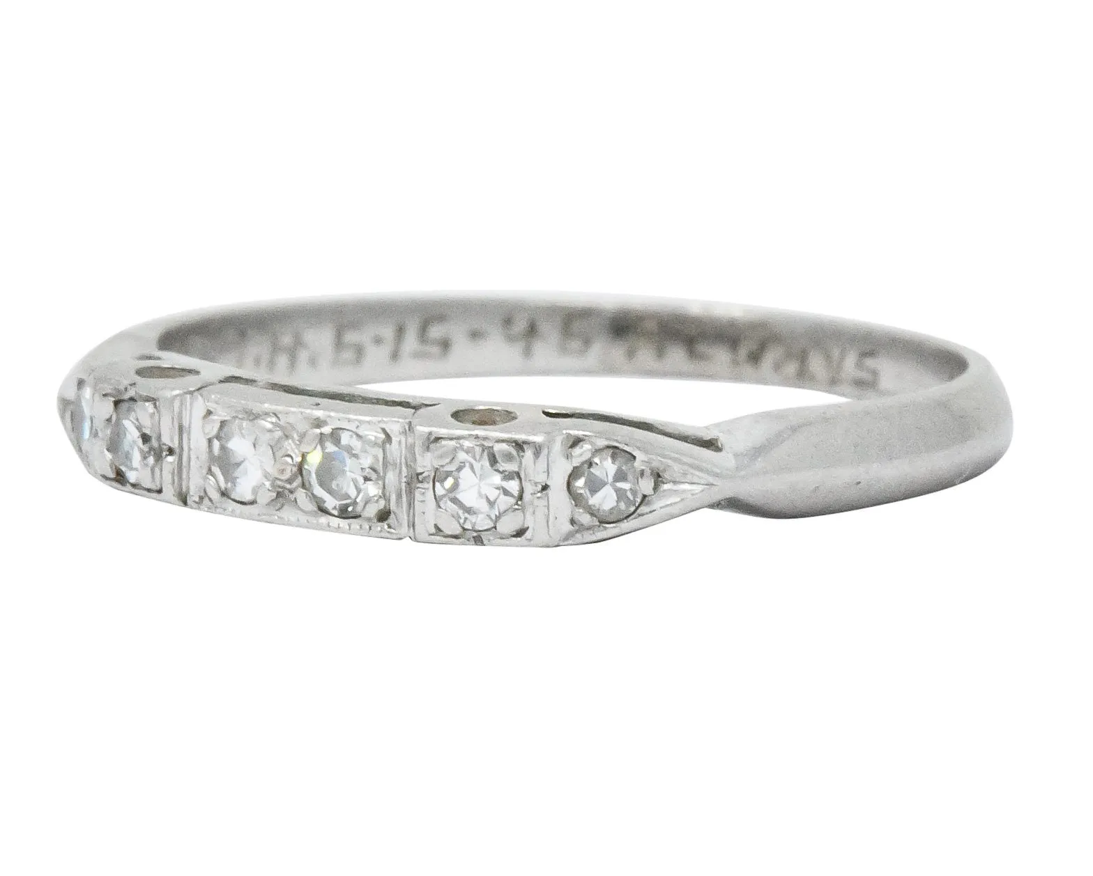 Art Deco Diamond Platinum Stackable Band Ring