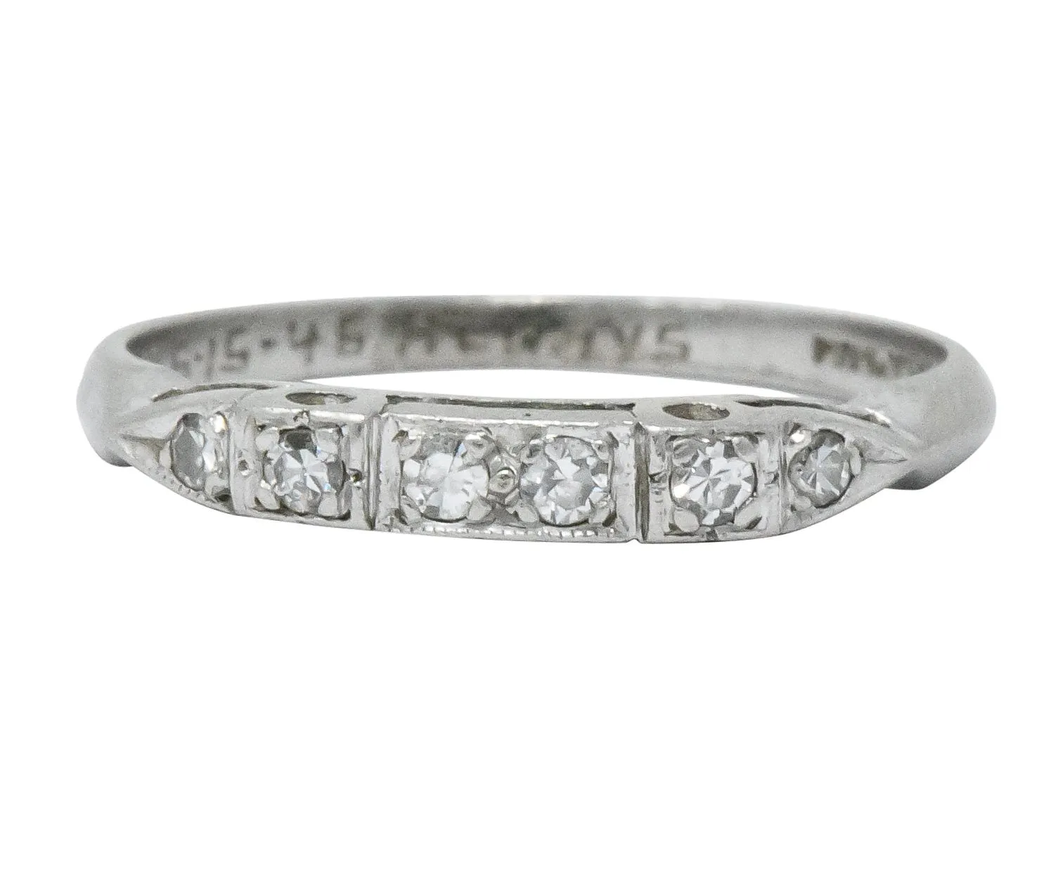 Art Deco Diamond Platinum Stackable Band Ring