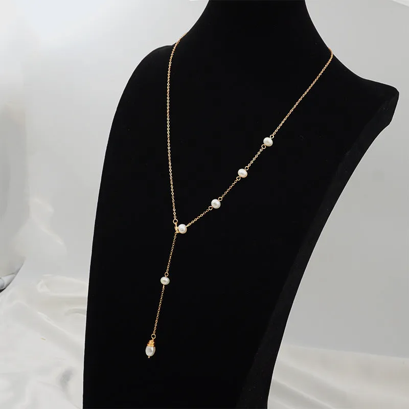 Asymmetrical Pearl Long Y-Shape Necklace
