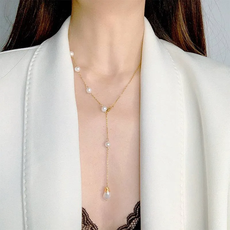 Asymmetrical Pearl Long Y-Shape Necklace