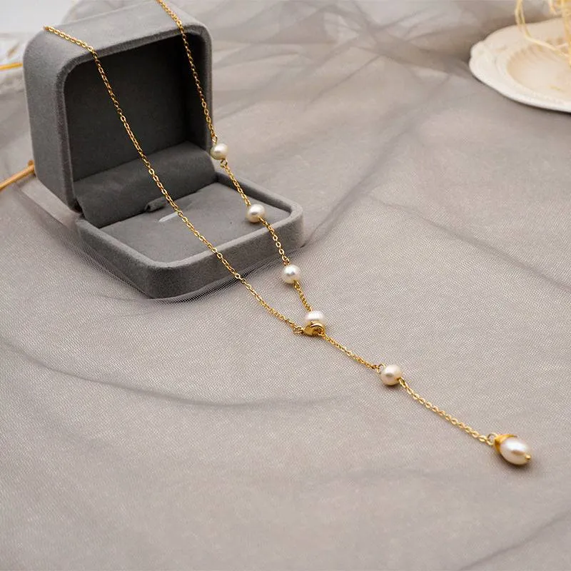 Asymmetrical Pearl Long Y-Shape Necklace