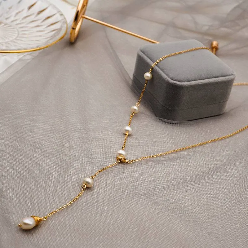 Asymmetrical Pearl Long Y-Shape Necklace