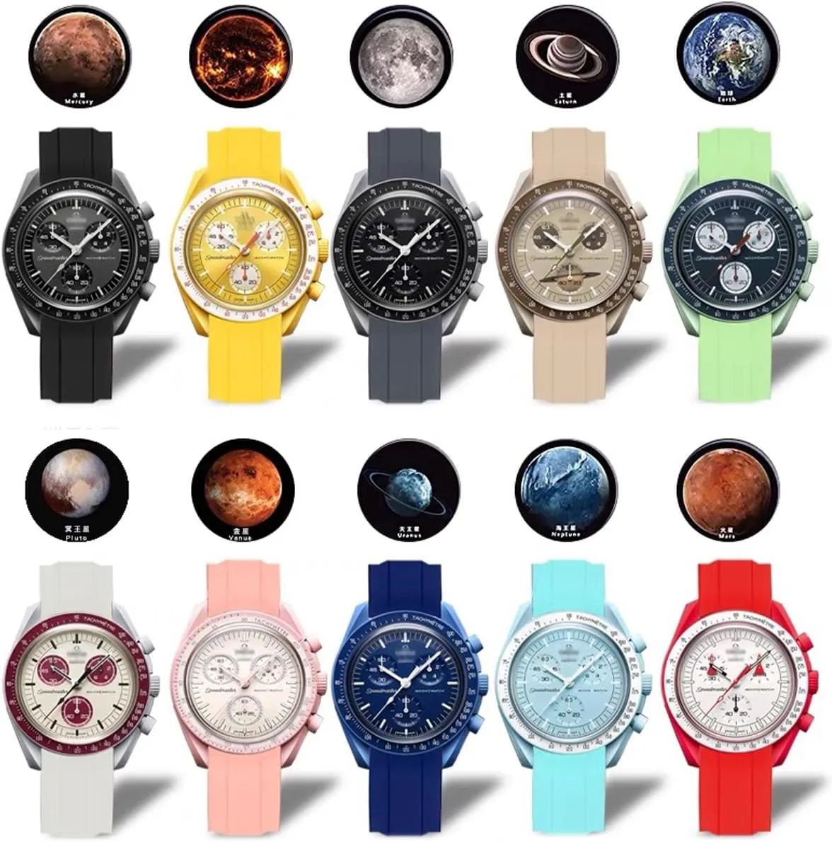 Bands for MoonSwatch Watch Curved end No Gap,Premium Silicone Rubber Watch Strap 20mm Compatible with Omega X Swatch Moonswatch,Universal Curved End 20mm 22mm Replacement Band for Men Women