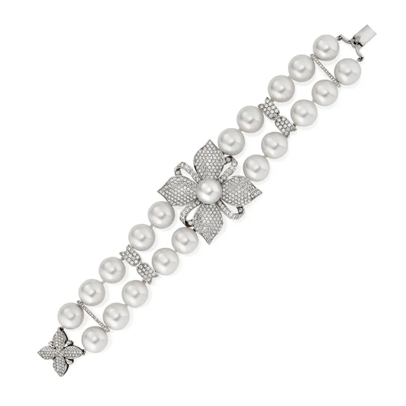 BESPOKE 'FRANGIPANI' PEARL AND DIAMOND BRACELET