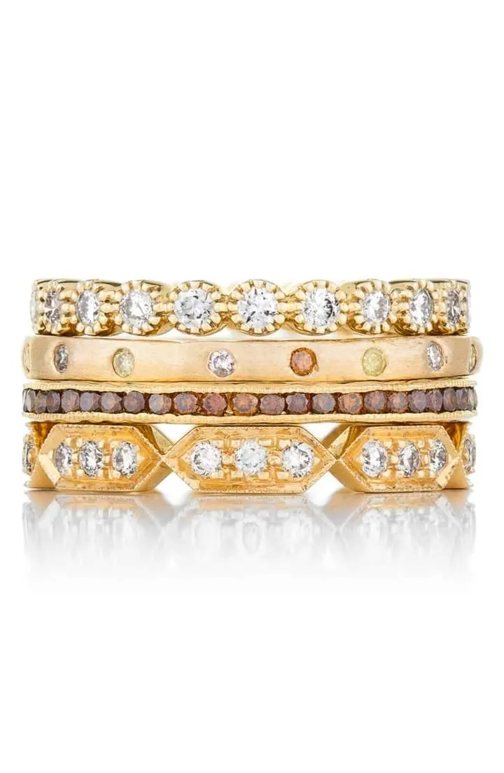 Bezel White Diamond Band, Yellow Gold