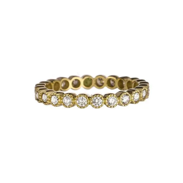 Bezel White Diamond Band, Yellow Gold