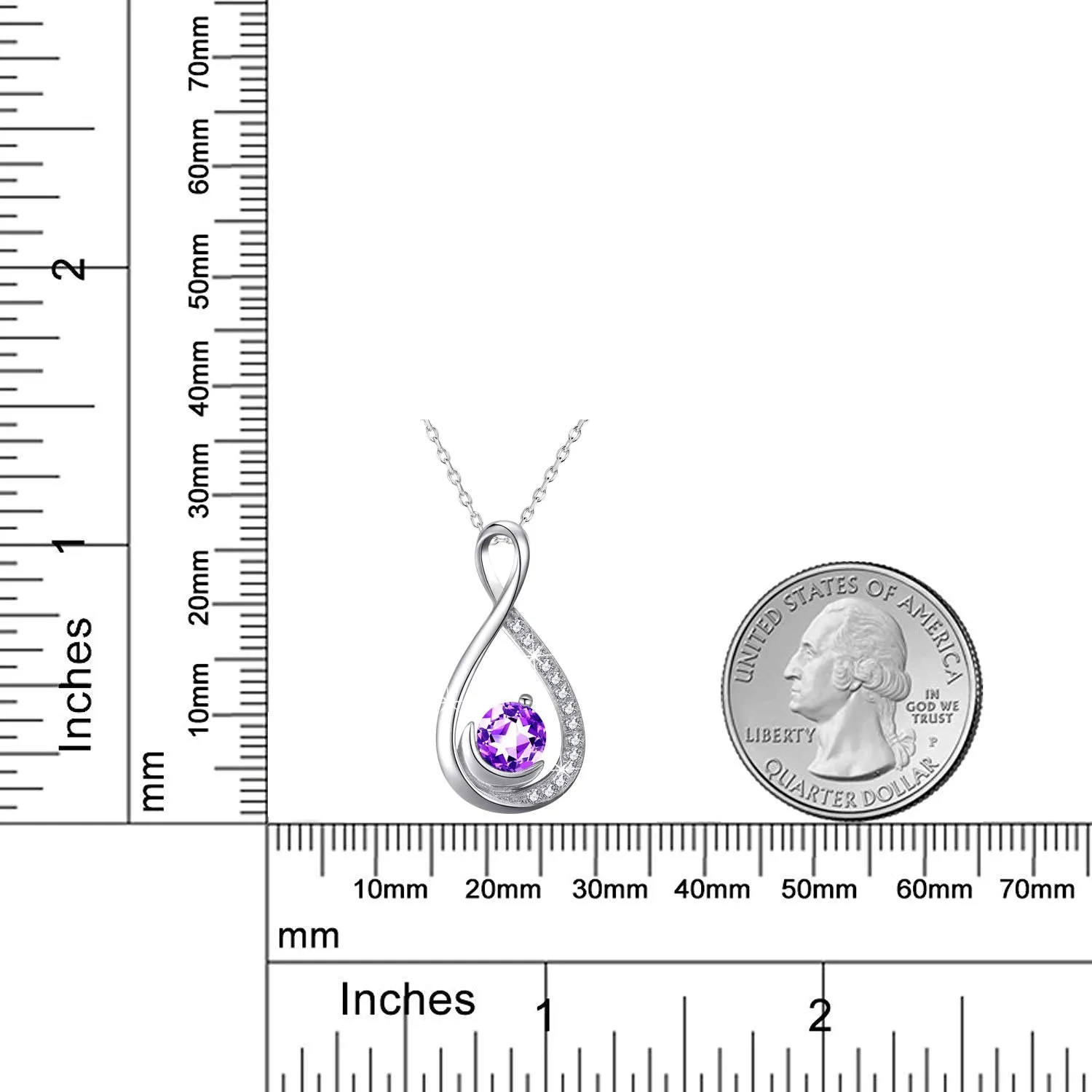 Birthday Gifts Natural Amethyst Gemstone Necklace for Women Mom Endless Love Infinity Jewelry Sterling Silver Gifts for Wife Anniversary Endless Love Infinity Natural Amethyst Necklace