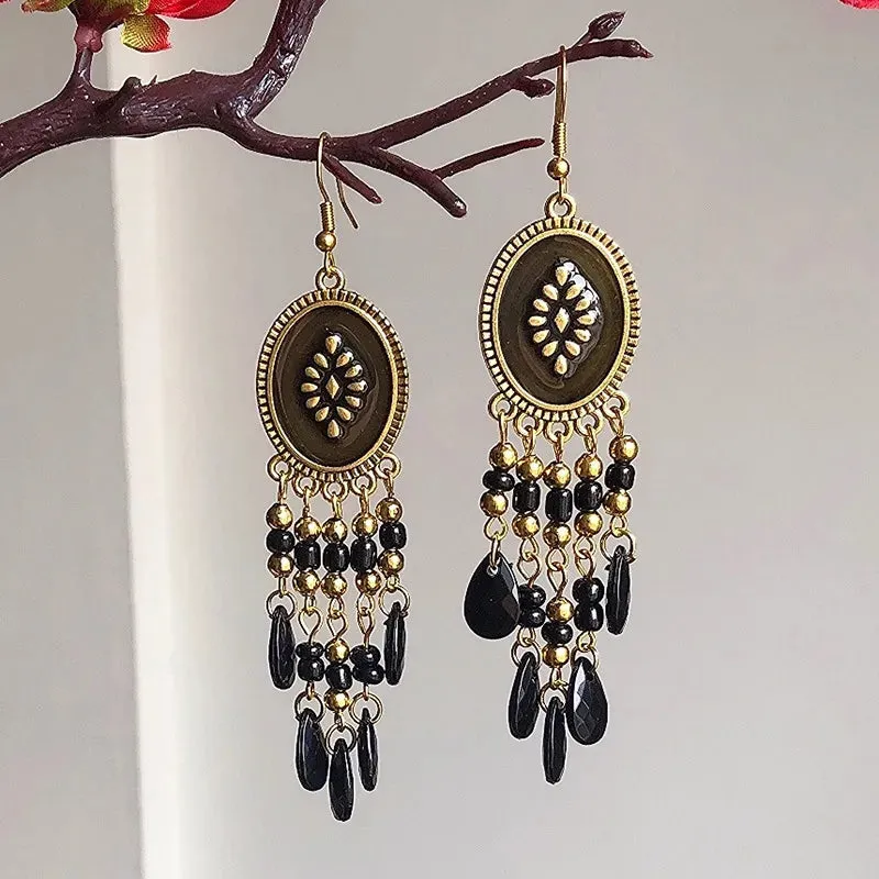 Bohemian Beaded Tassel Earrings