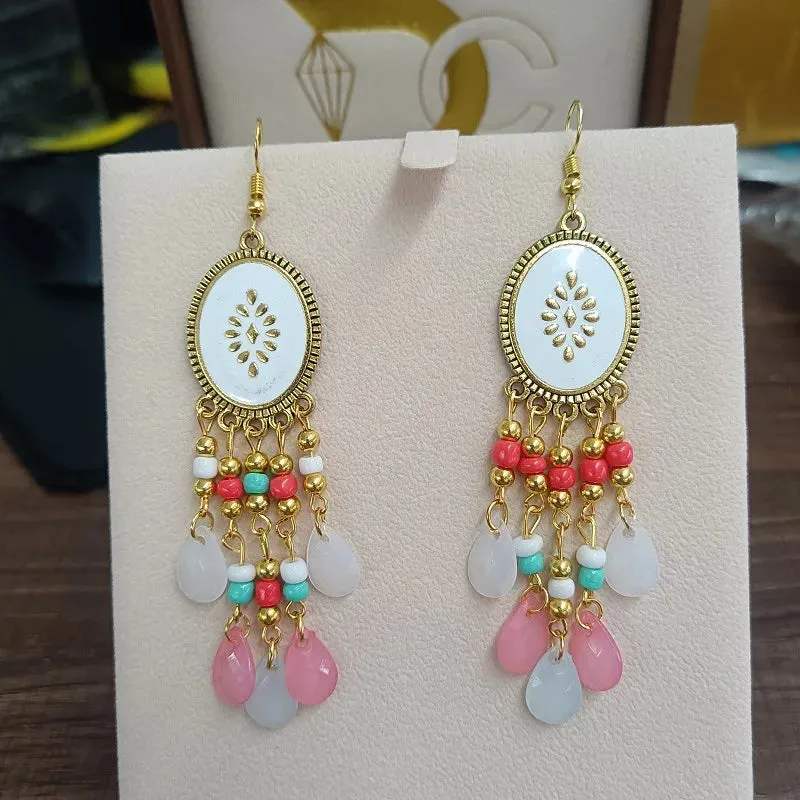 Bohemian Beaded Tassel Earrings