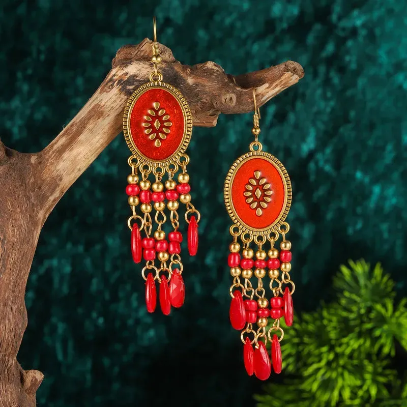 Bohemian Beaded Tassel Earrings