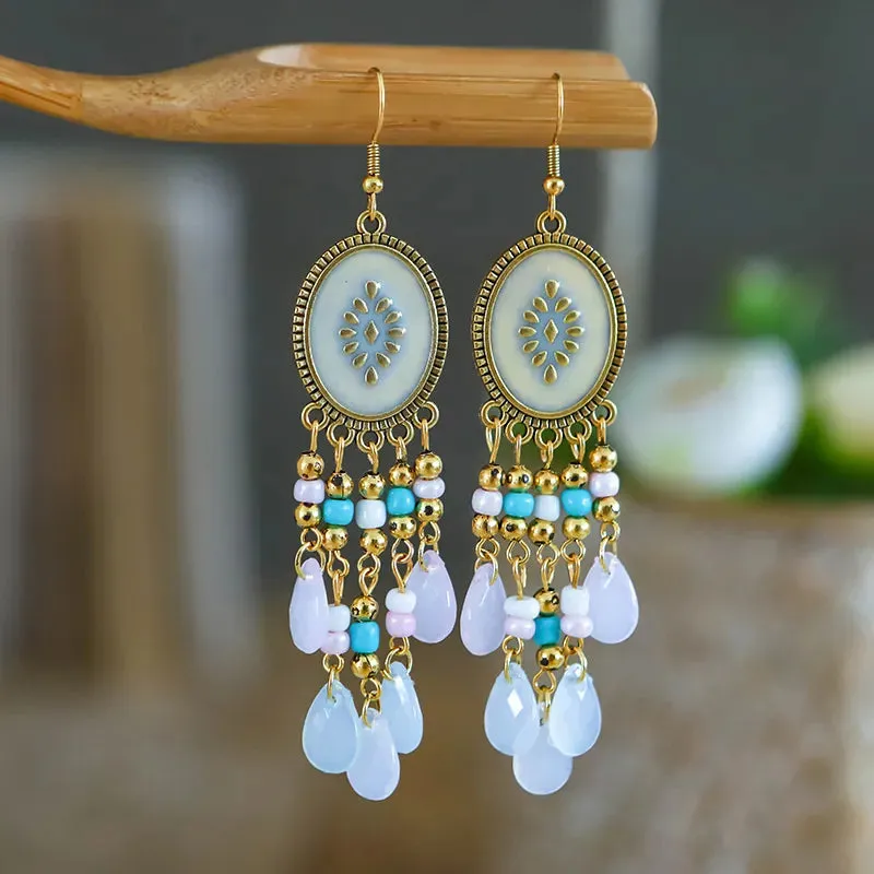 Bohemian Beaded Tassel Earrings