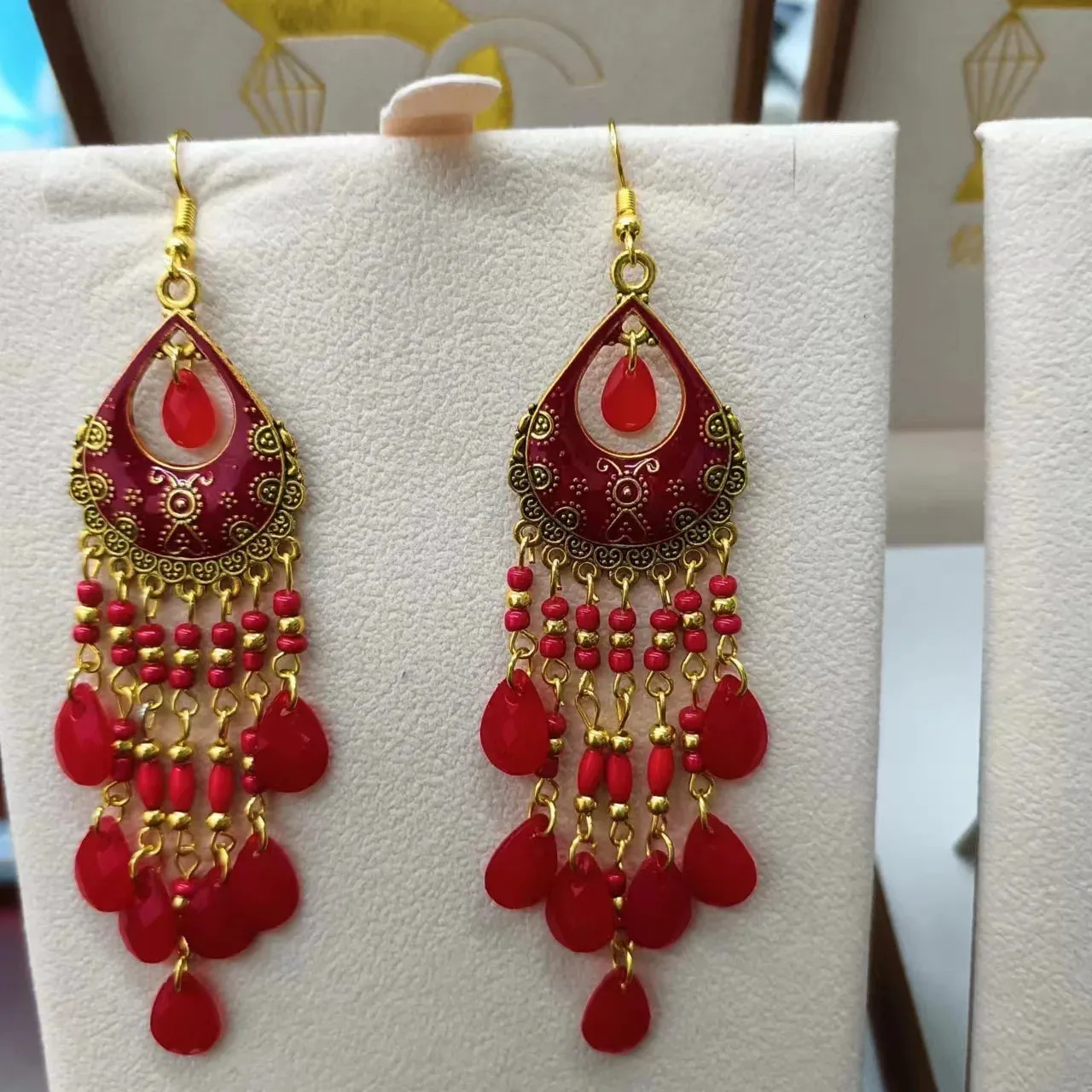 Bohemian Beaded Tassel Earrings