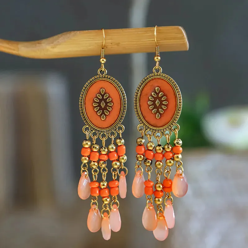 Bohemian Beaded Tassel Earrings