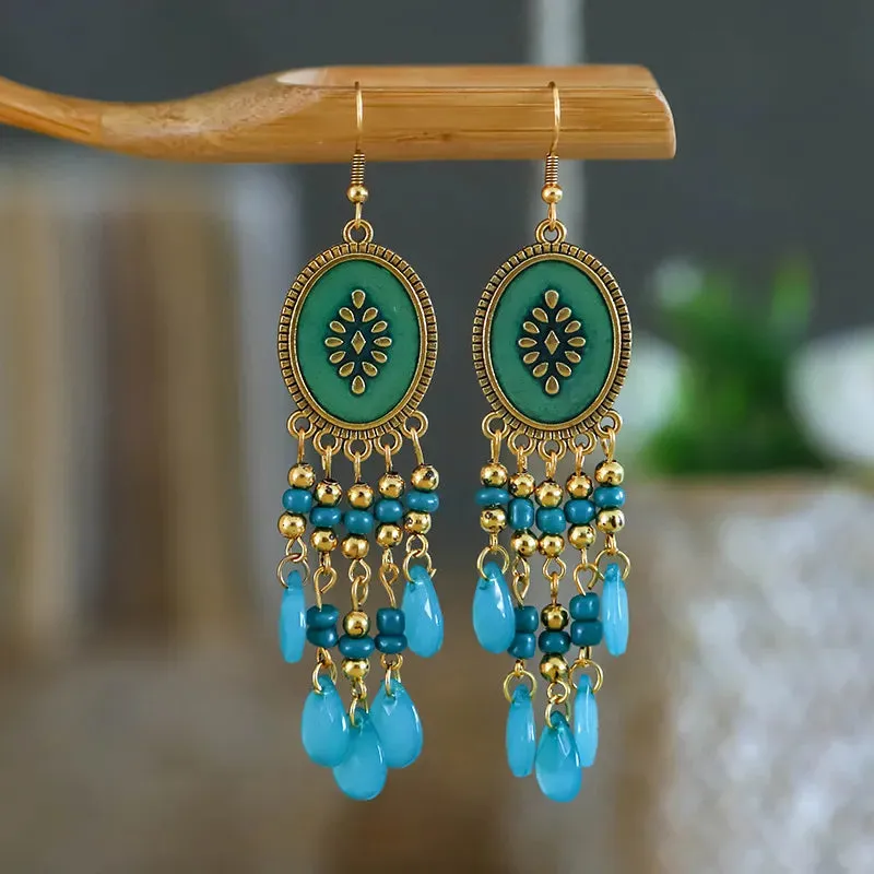 Bohemian Beaded Tassel Earrings